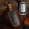 Top Grain Leather Key Cover for Genesis GV70 GV80 G90 - 4/6/8 Button Options w/ Metal Ring, Full Enclosed Anti-Scratch Protector