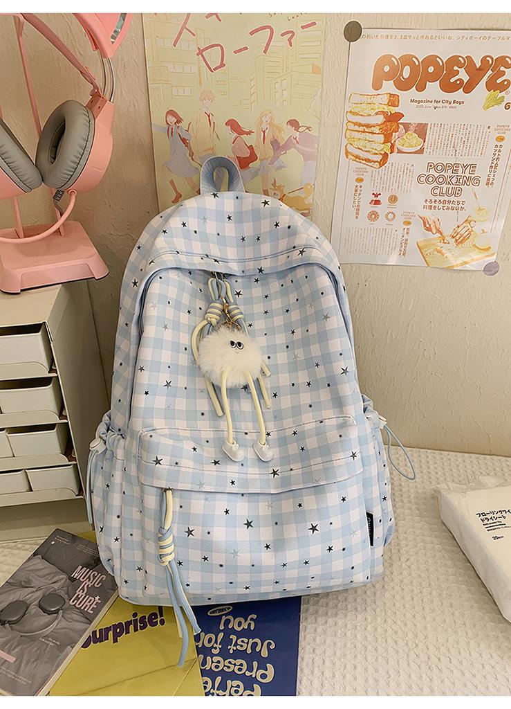 Schoolbag Cute Schoolbag Female Junior High School Mori Backpack Niche High Value Small Fresh Ins Plaid Light Multi-compartment Backpack