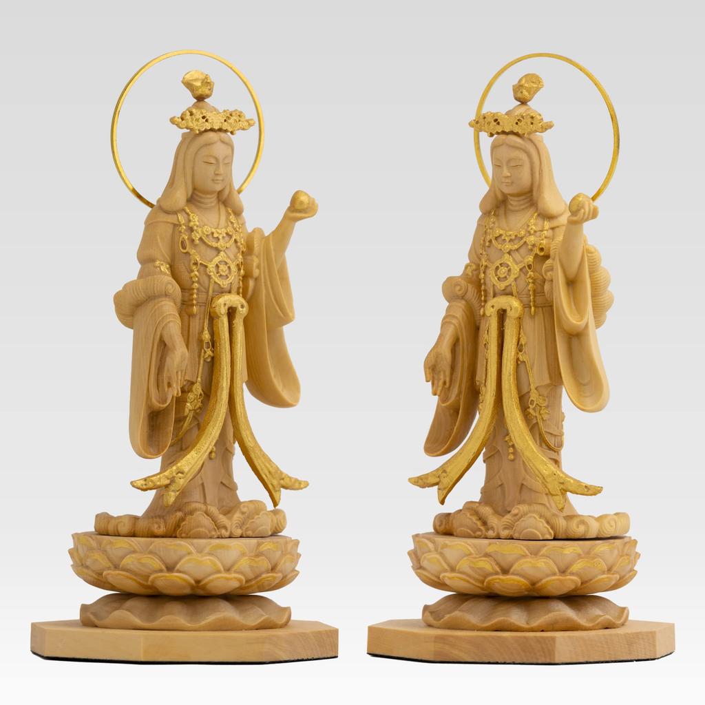 Tiny Buddha Kisshoten Standing Statue 11cm Joruriji Style Gold Paint Buddha Wood Ornament Kisshoten - (wood Boxwood, Finish) - Statue, Figure,