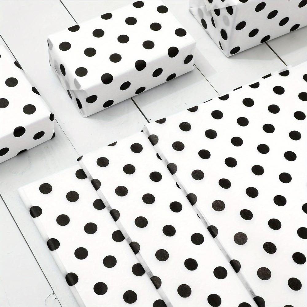 1set/ 50pcs Polka Dot Tissue Paper, Gift Wrapping Paper White Black Art Paper, Birthday Gift, Gift Party DIY Crafts 14 X 20 In