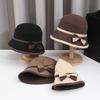 Autumn and Winter New Anti-ultraviolet Sun Hat Outdoor Bow Bucket Hat Foldable Windproof Elegant Basin Hat