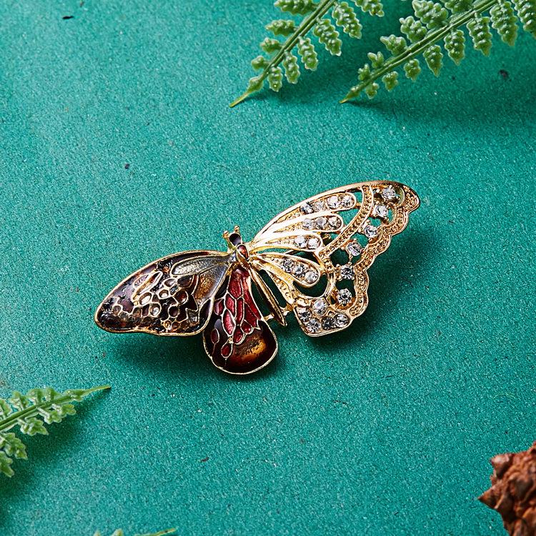 Vintage Butterfly Wings Brooch Elegant Animal Rhinestone Insect Pin Badge Wedding Party Jewelry