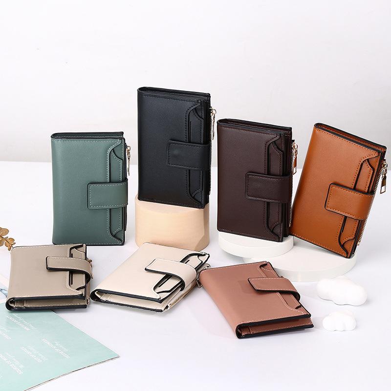 Short Multi-Functional Wallet Large Capacity Folding Zipper Bag Multi-Card Slot Leather Wallet/Coin Purse