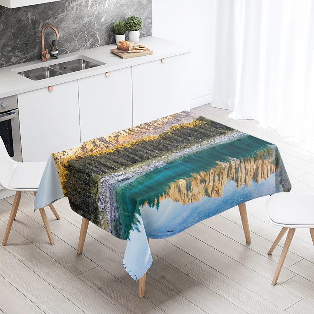 Beautiful Natural Scenery Printed Tablecloth Outdoor Picnic Camping  Stain Resistant Waterproof Table Home Decoration