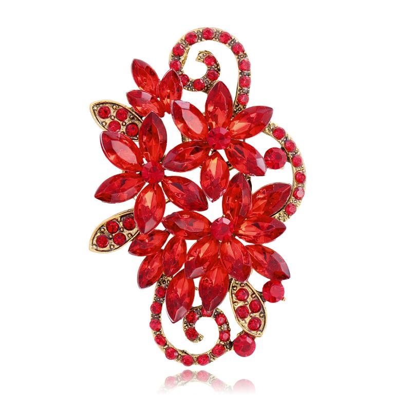 Vintage Exquisite Rhinestone Crystal Flower Brooch For Women Clothing Jewelry Accessries Gifts
