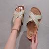 Large Size Cross Belt Platform Slippers Women's Summer TEUM Slippers Woven Belt Sandals
