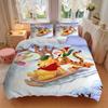 Set Biancheria da Letto Natalizia con Winnie the Pooh e Amici, 3 Pezzi, Include Copripiumino e Federe, Adatto a Tutte le Stagioni S094