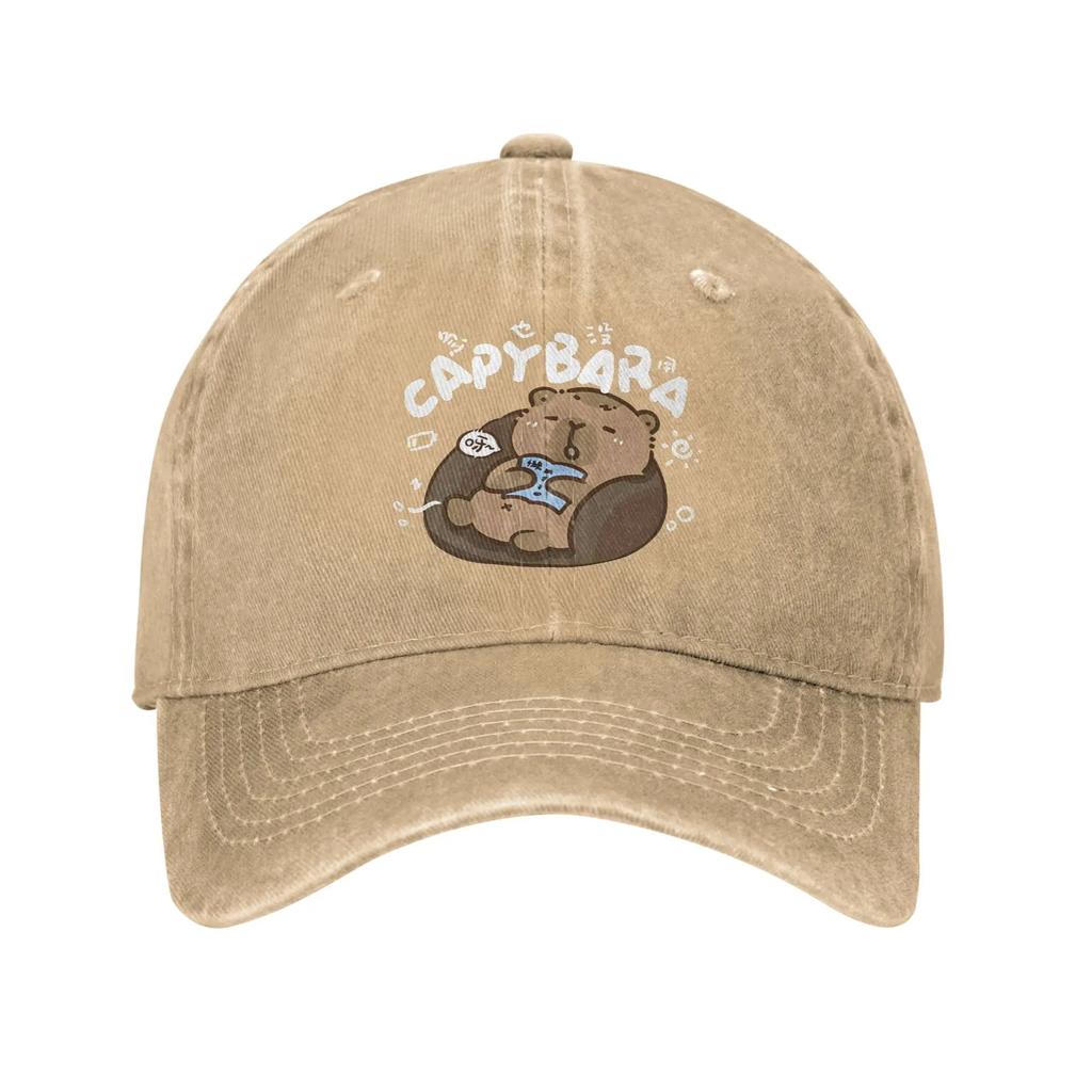 Funny Capybara Cartoon Print Cotton Baseball Cap Casual Unisex Adjustable Summer Breathable Hat