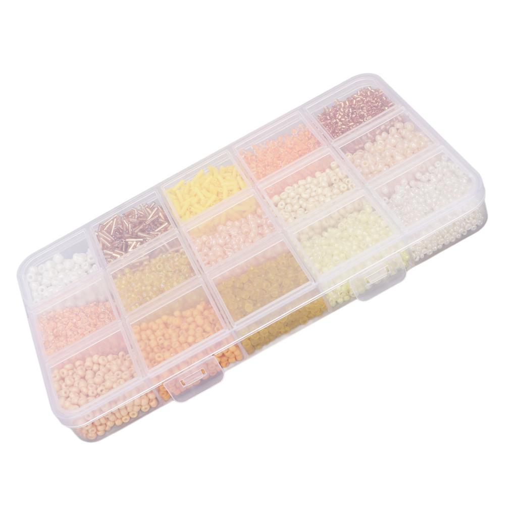 Glass Seed Beads 15 Compartments Sorted Storage Plastic Box Packaging Jewelry Making Beads for DIY Handicraft Projects