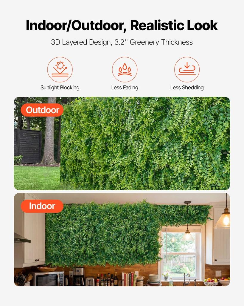 Artificial Plant Wall, 12PCS 50.8 x 50.8 cm Artificial Boxwood Panels, Sun Protection Greenery Backdrop Privacy Hedge Fence, Fake Grass Screen for