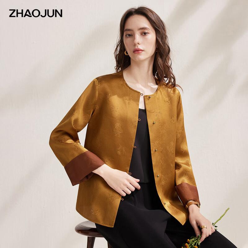 Zhaojun 2026 Spring Silk New Chinese Style Jacquard Long Sleeve Blouse 2XL