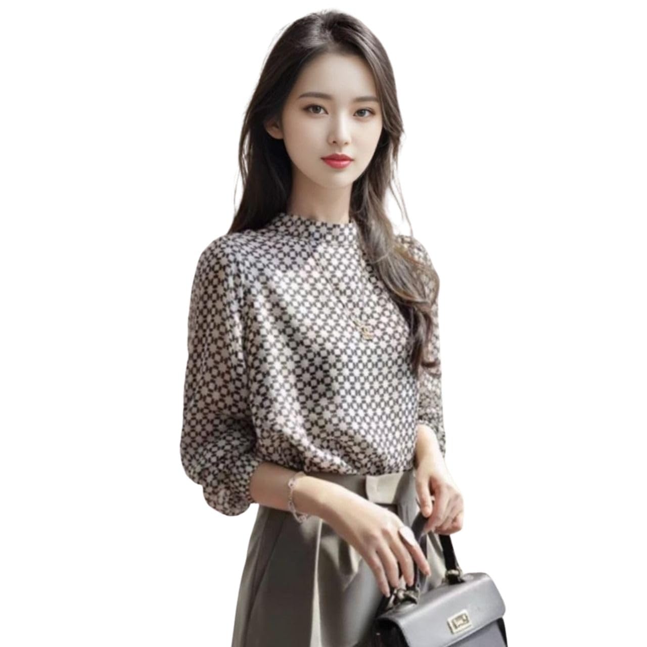 

Printed Long Puff Geometric Sheer J-Scott Women s Blouse, Pullover, Sleeve, Sleeves, Print, Chiffon, Monochrome, White, JS17-WH-XL белый