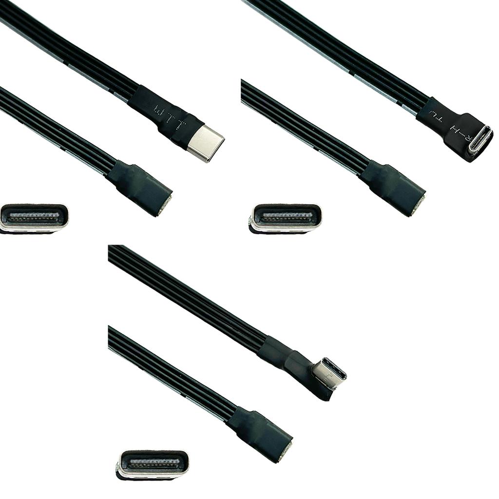 USB C Male to USB C Female Extension Cable 90 Degree Ribbon Flat USB C Cable 18W Charging Data Transfer 480Mbps