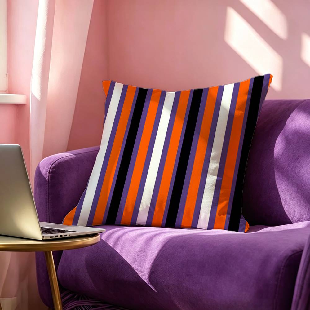 Fashionable Colorful Vertical Stripes Pillow Case Square Double-Sided Sofa Cushion Cover Bedroom Bedside Pillow