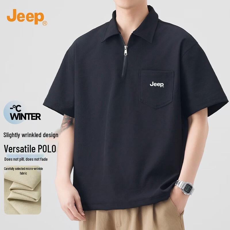 

JEEP Men s Summer Half-Zip Polo T-Shirt 4XL