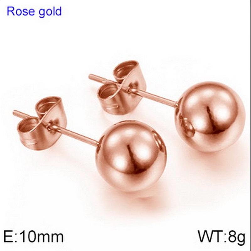 European & American Titanium Steel Round Bead Women's Stud Earrings - Simple Street Style Accessories