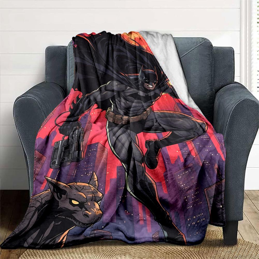 1pc Batman Night Cityscape Flannel Blanket Soft Warm Throw for Home, Office, Travel, All-Season Cozy Bedding GiftL1287