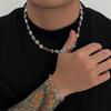 Y2K Multi Color Rhinestone Gemstone Necklace Bracelet Set for Men Trendy Male Collarbone Chain Accessories Fashion Jewelry Gifts