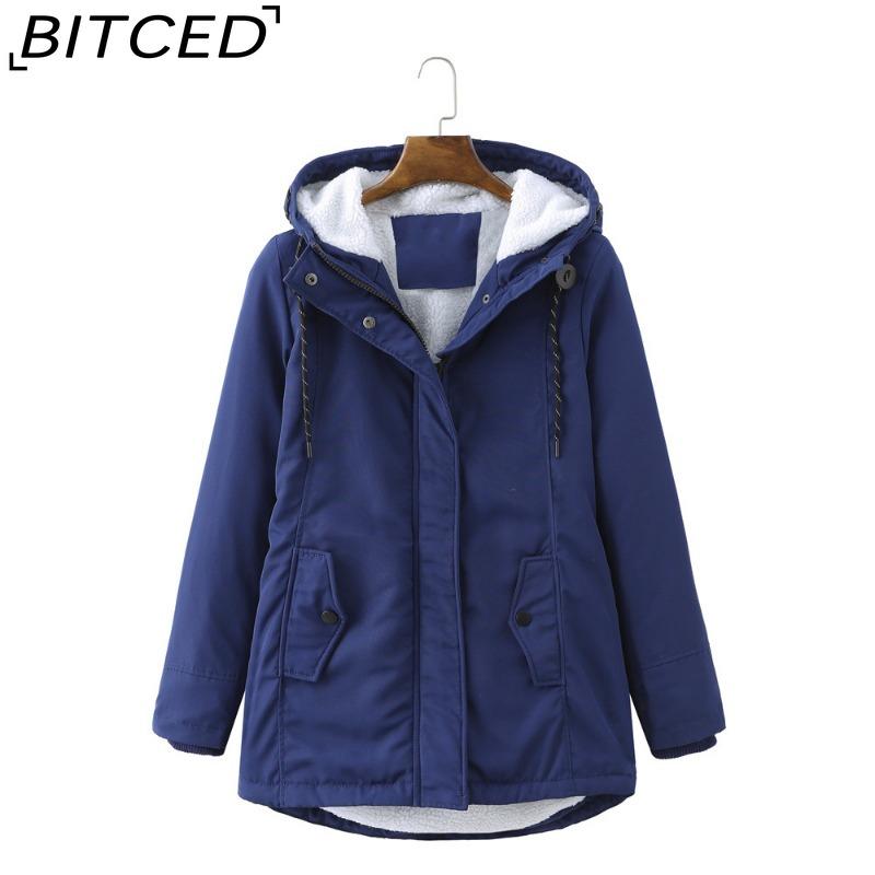 BITCED Women's Hooded Shearling-Lined Parka Coat Winter Warmth Waist-Defining Women's Cotton-Lined Jacket