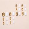 24Pcs Medium Square Press On Nail Full Cover Gold and White Maple Leaves Design Glossy Full Cover False Nail for Women