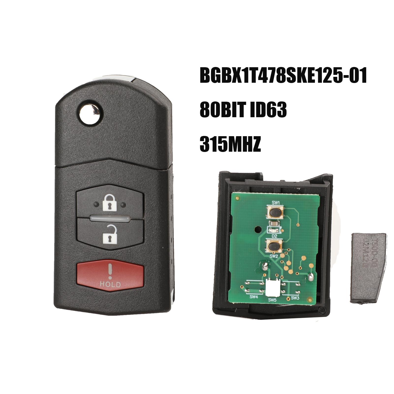 

jingyuqin 3B дистанционный ключ автомобиля 315 МГц для Mazda 3 5 2011-2015 для Mazda CX-7 CX7 2009-2012 BGBX1T478SKE125-01 ключ+4D63 чип светло-голубой