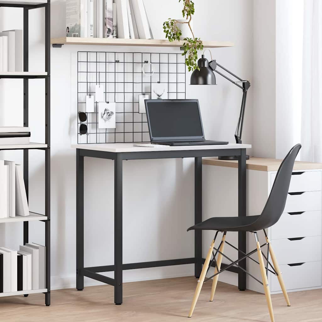 White Table 80 x 50 x 77 cm Engineered Wood and Steel