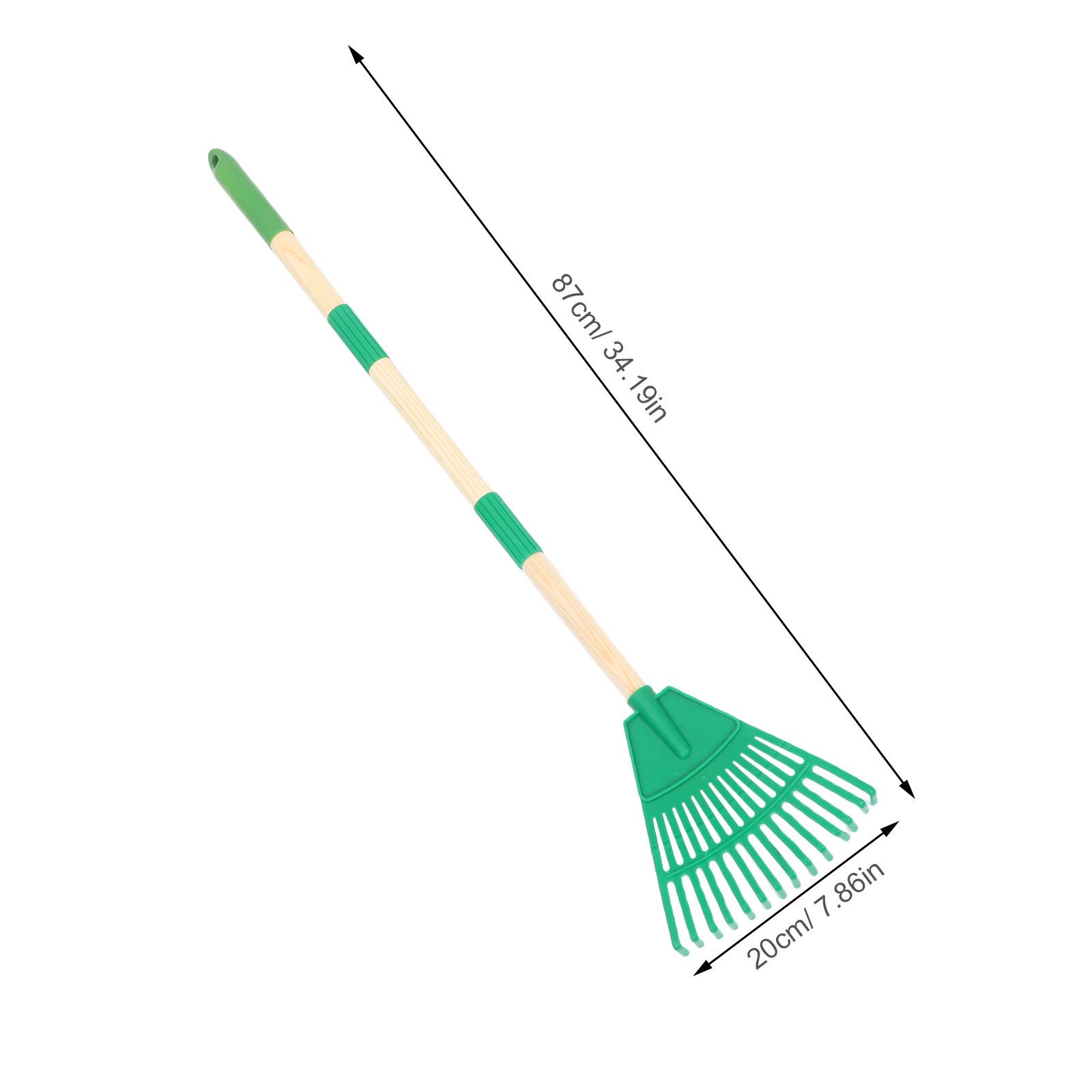 Garden Rake Plastic 14 Tines Detachable Handle 34 Inch Small Yard Cleanup Leaf Gardening Tool Ergonomic Lightweight Outdoor Yard зелёный