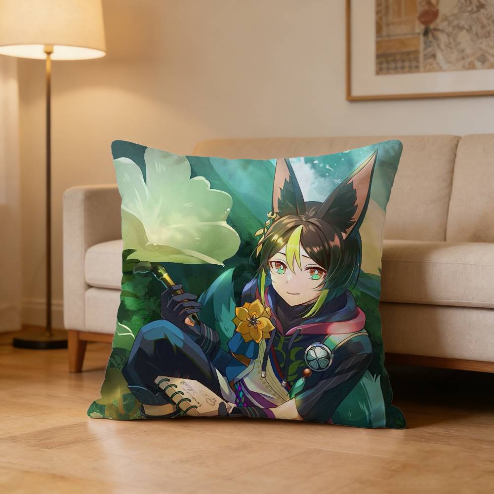 T-Tighnari G-Genshin Impact Pillow Case Pattern Printed Pillowcase For Living Room Sofa Cushion Cover