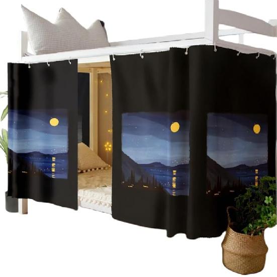 Dorm Bottom Bunk Bed Curtains Privacy Curtains 350g Dustproof Breathable Single Bed Blackout Curtains Panels Privacy Underbed Loft Bed Canopy Tent