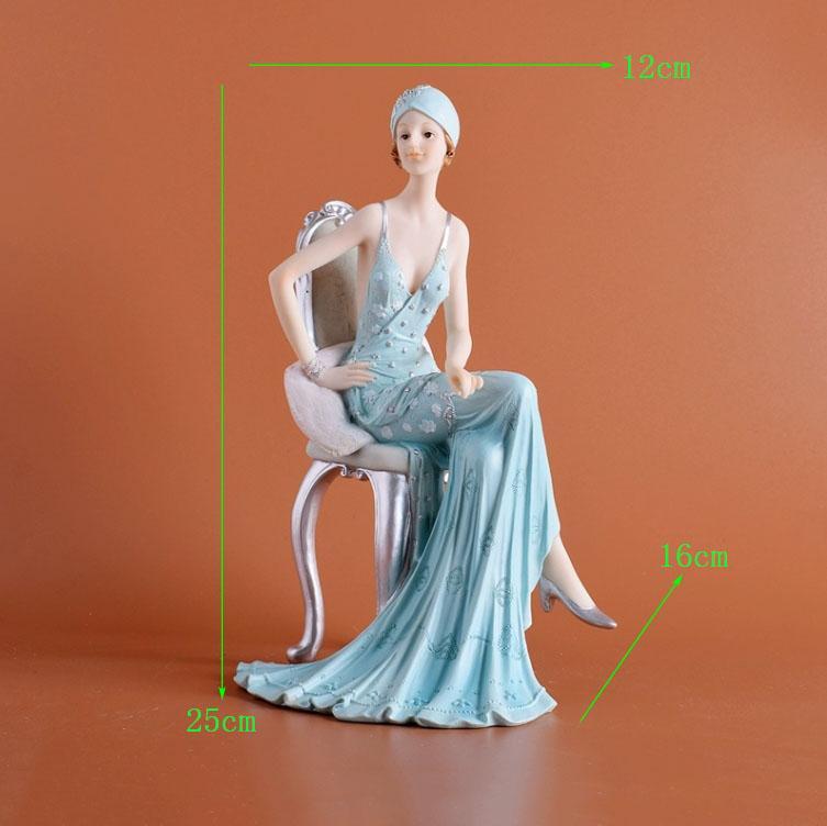 European Resin Statue Accessories Girl Beauty Character Home Livingroom Table Figurines Crafts Decoration Wedding Birthday Gifts