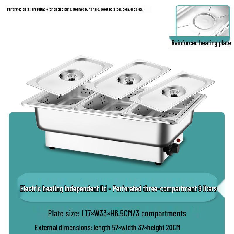 Stainless Steel Electric Chafing Dish with Visible Flip-Top for Buffet & Breakfast