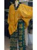 European & American Women's Summer 2026 Sweet Floral V-Neck Batwing Sleeve Top & High Waist Straight Leg Pants Set