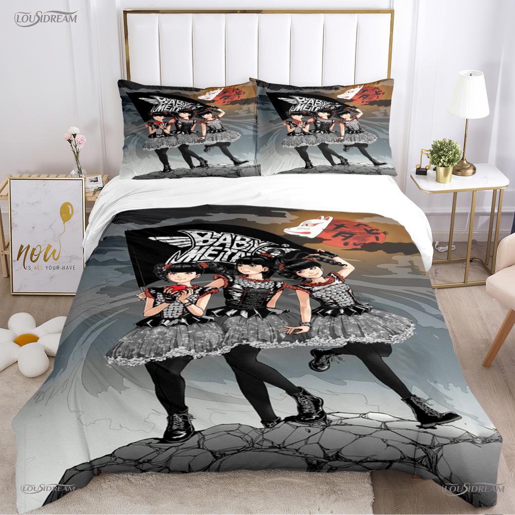 Babymetal kombination Hela säsongen Påslakan Täcke Sängkläder Set Mjukt Täckesöverdrag och Örngott Enkel/Dubbel/Queen/King