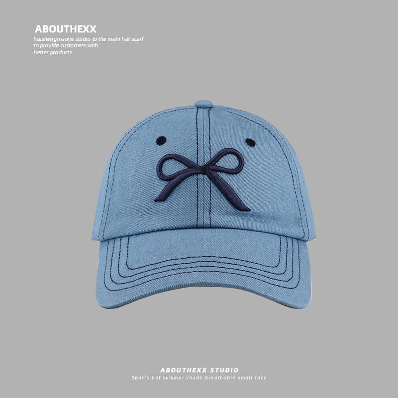 Bow Embroidered Baseball Cap With Sunshade And Breathable Cotton For Teens And Adults