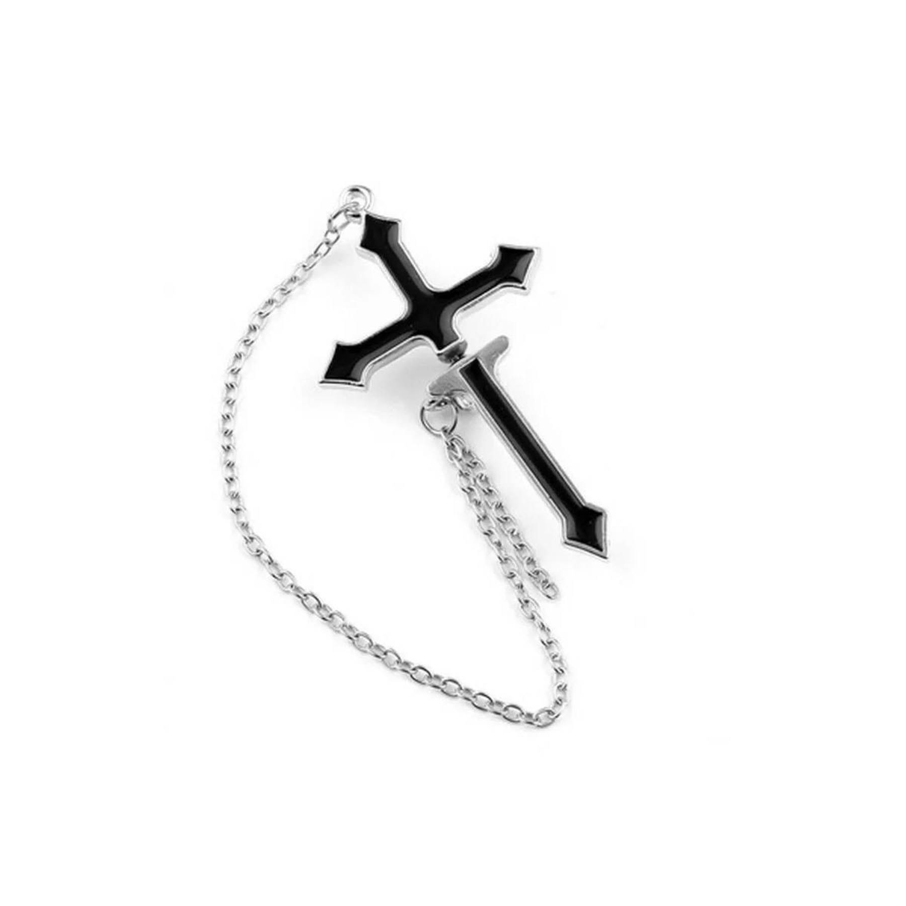 

Generic Boucles D Oreilles Cross Zipper Drop Black Gothic Cross Earrings