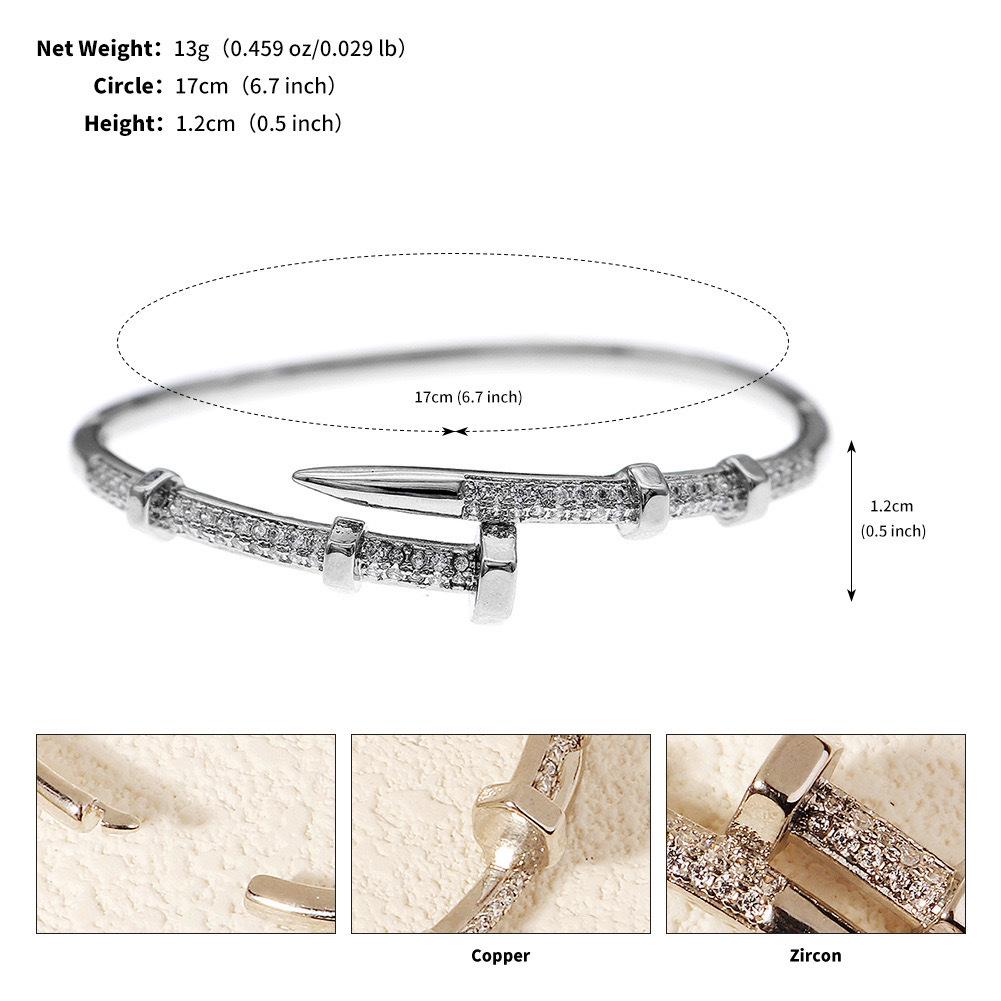 2024 European-American Style Zircon Alloy Open Bangle