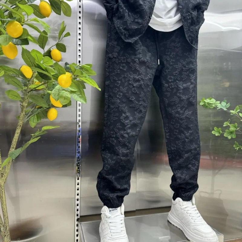 Men's Autumn Embossed Print Casual Shirt and Pants Set