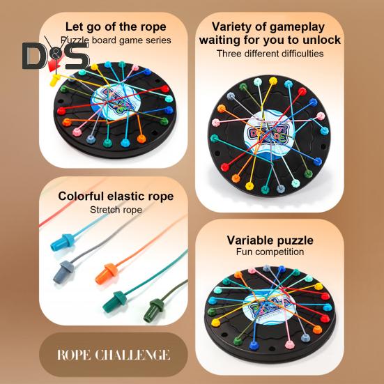1 Set Kids Rope Untangling Game Twisted Rope Knot Board Game Logic Thinking Interactive Educational Colorful Elastic Rope Unhitching Toy
