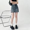 Jupe trapèze classique polyvalente vintage Bustier Décontracté Design fendu Taille haute Couverture d'entrejambe Jupe fourreau Mode été pour femmes Jupe courte en denim