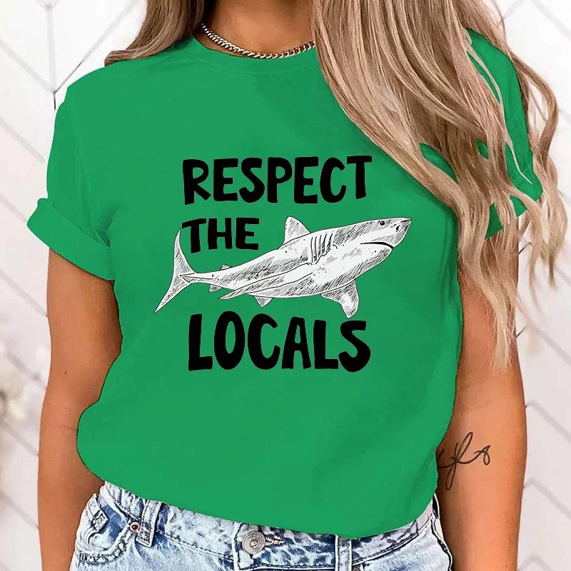 (Premium T-shirt)Fashion Protect The Ocean Protect The Locals Printed T-Shirts Retro Style Women Shirt Tee Protect The Ocean Top
