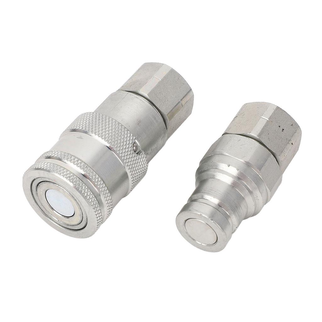 2Pcs Hydraulic Quick Couplers Flat Face 38in NPT Quick Connect Fittings Couplings with Covers for