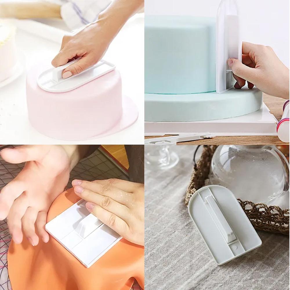 Plastic Cake Smoother DIY Fondant Cake Smoother Spatulas Scraper Polisher Tools Mold Cake Brush Baking Tools Kitchen Accessories