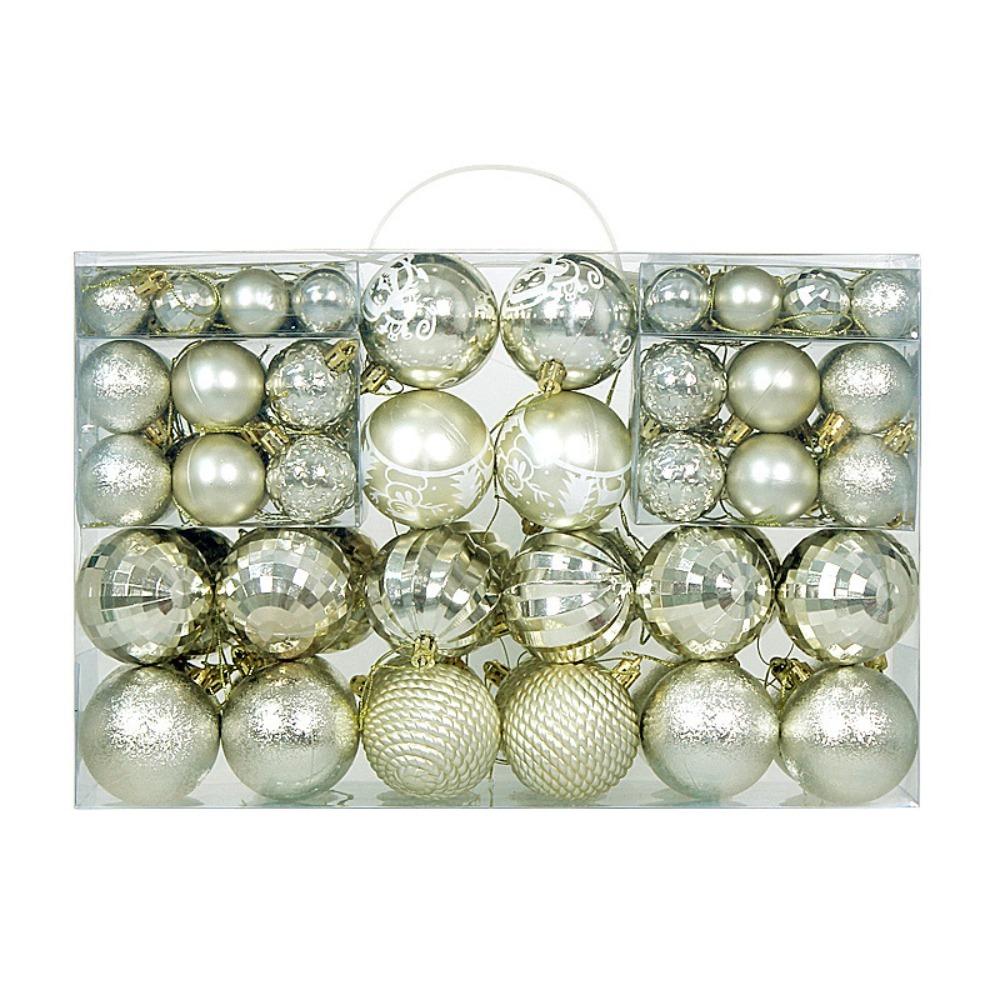 100pcs Plastic Material Christmas Ball Multi Color Shatterproof Christmas Tree Decoration 3/4/6cm Size Painted Design