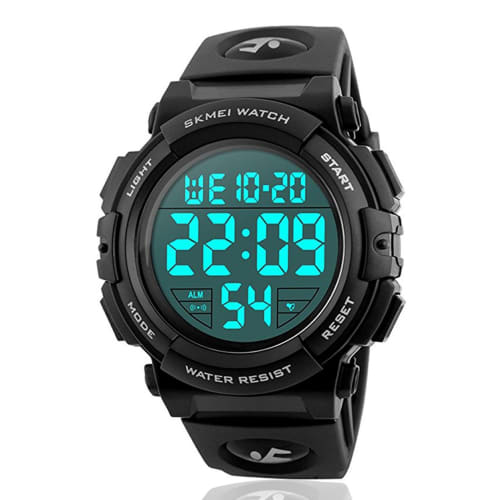 Men's Sports Watch Military Large Dial Electronic Backlight Outdoor 50M Waterproof Digital Watch Black