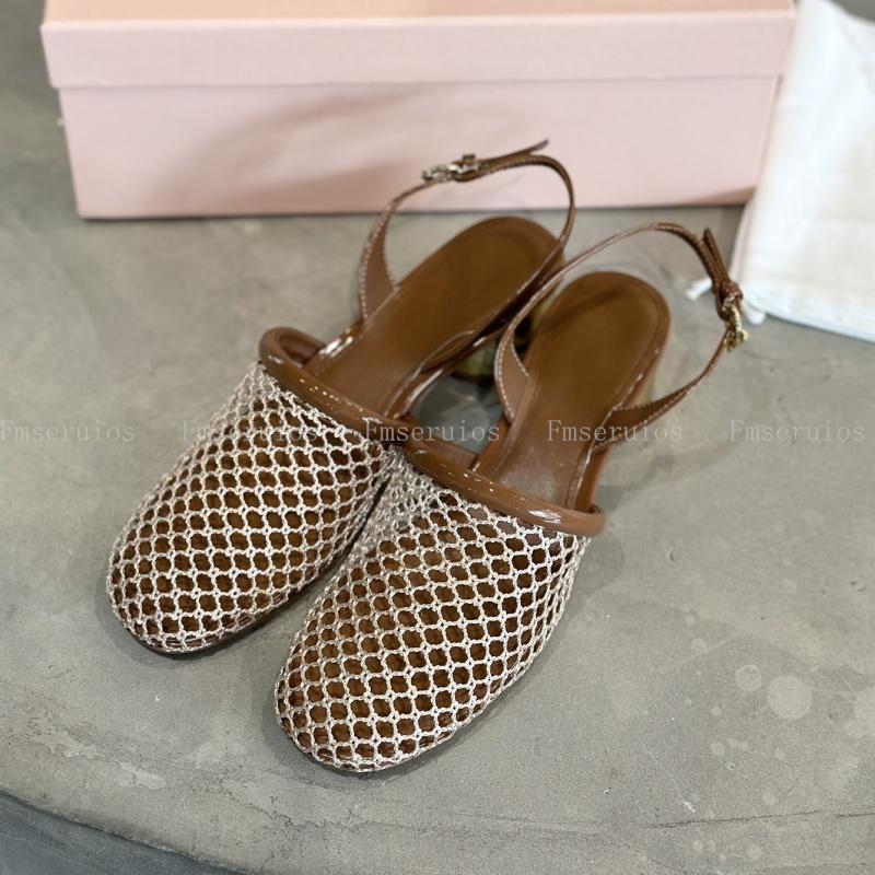 

Summer Fashion Women Sandals Elegant Low Heel Round Toe Ankle Strap Sandals Mesh Casual Buckle Dress Holiday Shoes Ladies 40