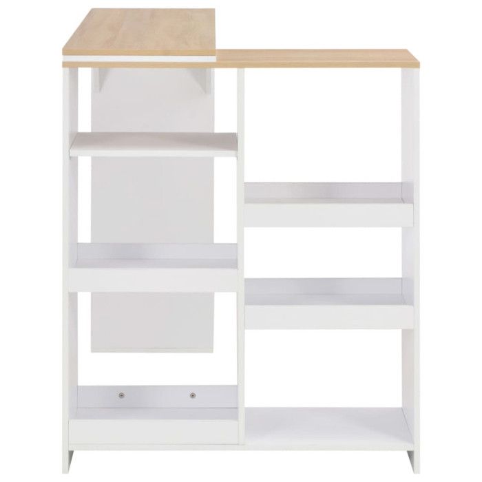 VidaXL Table de bar avec tablette amovible Blanc 138 x 40 x 120 cm
