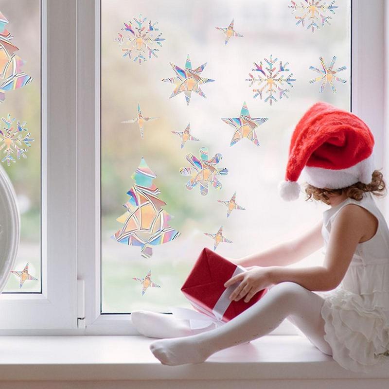 Christmas Snow Window Film PVC Static Window Cling Sun Catcher Window Decals Removable Stickers Window Film Xmas Decorations