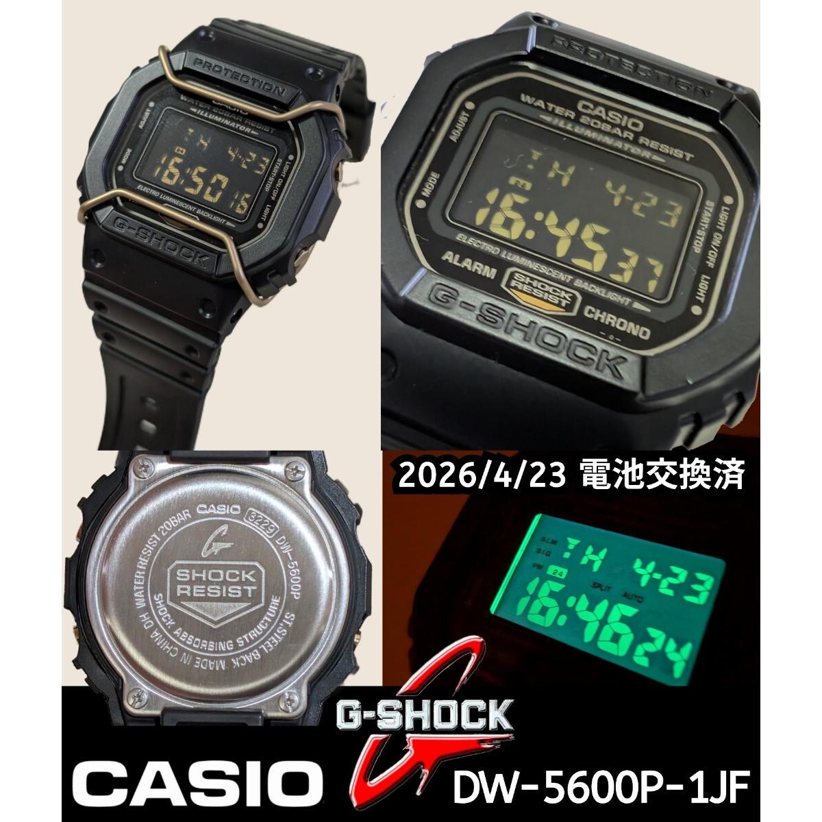Good condition G-SHOCK DIGITAL DW-5600P-1JF Black + Gold 2026/4/23 Battery replaced. Time set. Operation confirmed.