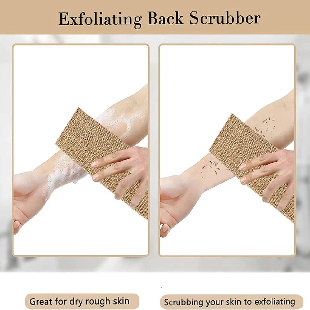 With Gloves Back Shower Strap Rustic Style Bath Towel Durable Jute Back Scrubber Set Body Cleaning