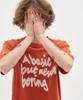 BLOND9 Slogan Round Short Sleeve Knit Orange